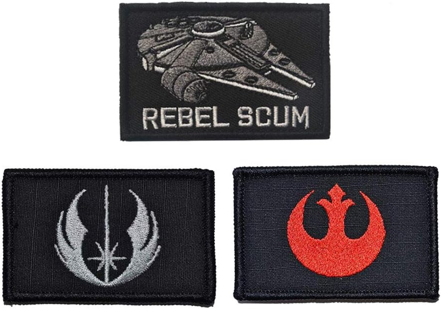 SOUTHYU 3 Pack Star Wars Rebel Scum/Jedi Order/Rebel Insignia Tactical Morale Patches Military Emblem Embroidered Badge, Hook & Loop Patch
