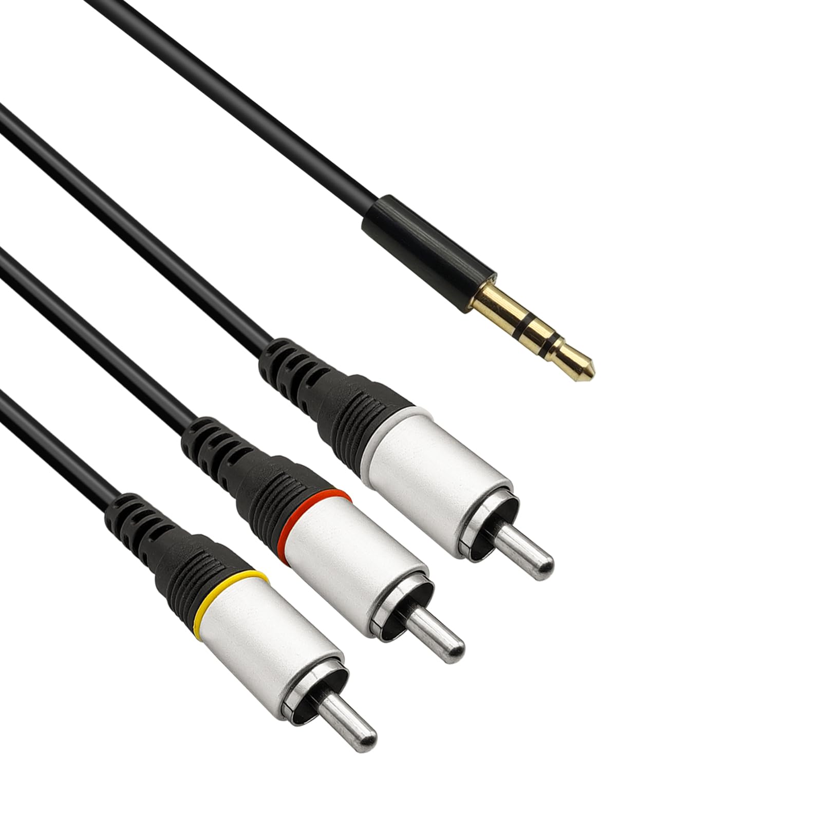 iYueMps 2m/6ft 3.5mm to 3RCA Audio Converter Cable for TV, VCR, Projector, Camcorder and Other RCA Devices — image 1