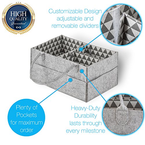 image for Premium Diaper Caddy Organizer Set of 2 – Nursery Basket with Handle