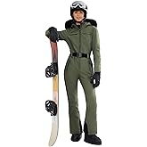 Yousify Womens Ski Suit One Piece Snowsuit Onesie Waterproof Windproof Ski Jacket Snowboard Sports Slim Jumpsuits Outerwear