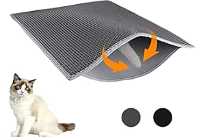 Waretary Cat Litter Mat, 30" X 24" Litter Trapping Mat, Double Layer Honeycomb Litter Box Mat, Urine & Waterproof Kitty Litter Mat, Scatter Control Easy Clean (Gray)
