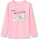Dvenki Long Sleeve T-Shirt for Girls - Cute Roller Skating, Cheetah & Smiling Face Print Top Kids Graphic Tees Size 6-18
