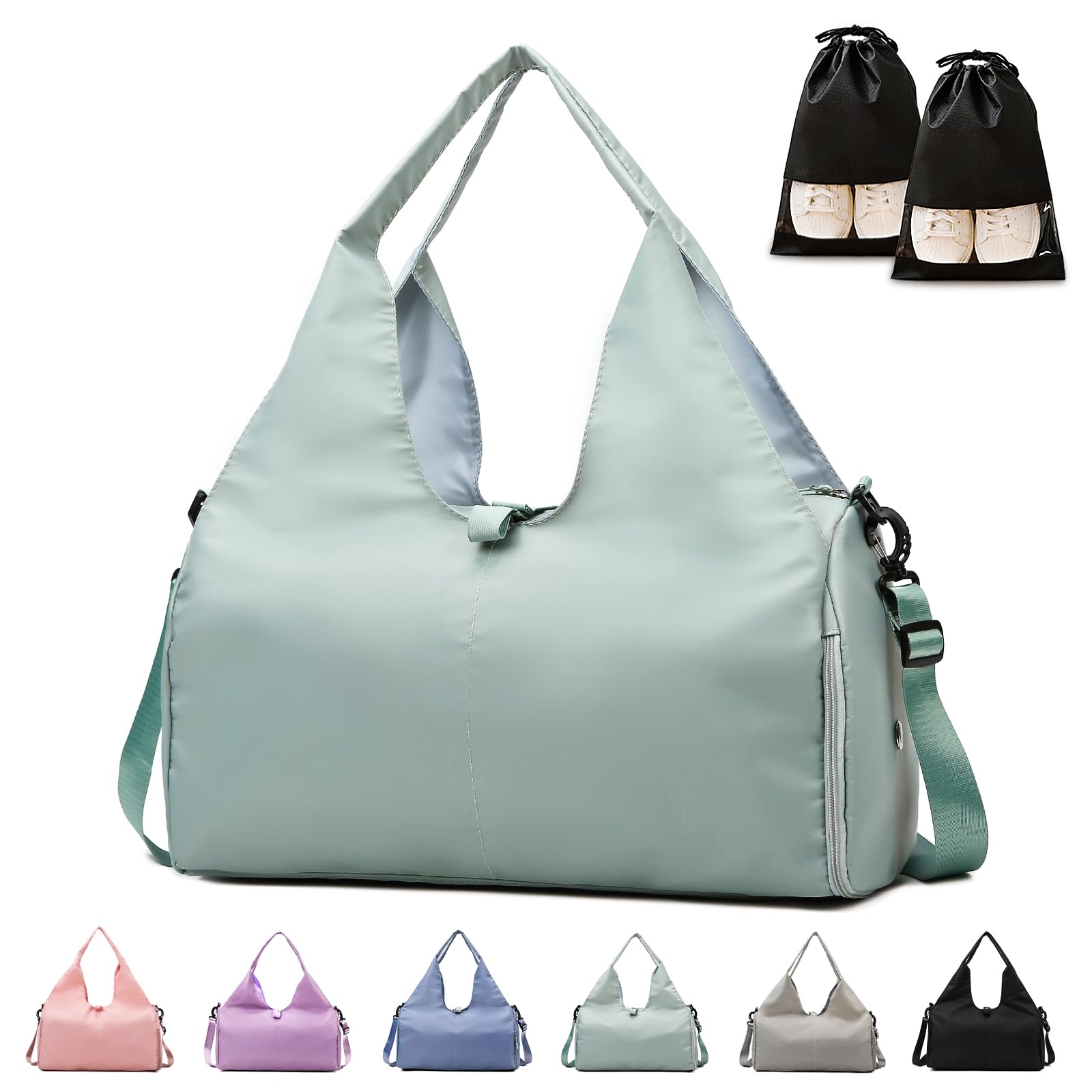 GLGHMH Gym Bag Womens, Yoga Mat Bag Sport Travel Bag with 2pcs Shoes Compartment, Waterproof Sports Gym Bag for Sport Travel Hiking (Green)