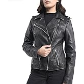 STREGA Leather Jacket Women Lambskin Leather Motorcycle Jacket - Real Leather Moto Jacket for Women