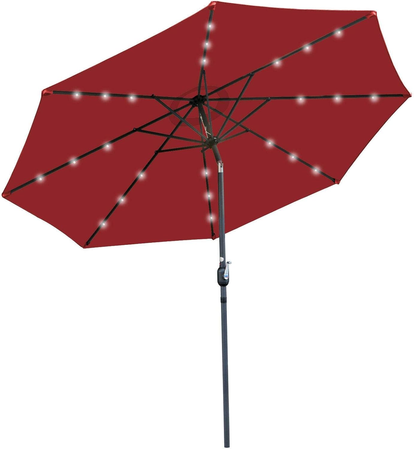 LED Patio 10FT Patio Solar Umbrella Burgundy Patio umbrella