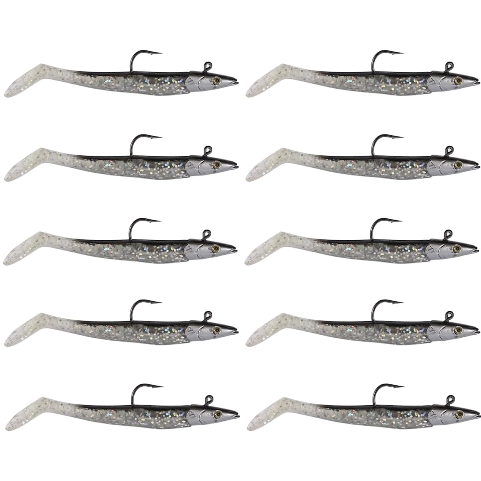 10-Piece Soft Fishing Lures - Sinking Swimbaits with Paddle Tail & Jig Head, 11cm, Plastic Sea Fishing Tackle for Pike, Bass, Perch, Trout - Saltwater & Freshwater - Easy Catching