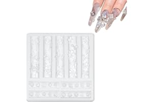 CHIPLESIER 3D Flowers Nail Mold, Silicone Nail Art Molds, Classic Floral Carving Template, Nail Art Resin Molds, Floral Nail Stencils for DIY Manicure Design, Exquisite Template Decorations Supplies for Women