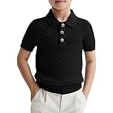 Haloumoning Boys Cable Knit Polo Shirt Kids Short Sleeve Sweater Fashion Pullover Tops Clothes 5-14 Years