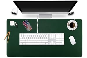 Desk Pad Protector Office Desk Mat, BUBM Waterproof PU Leather Desk Writing Mat Laptop Large Mouse Pad Desk Blotters Desk Decor for Office Home, 35.4" x 17" Dark Green