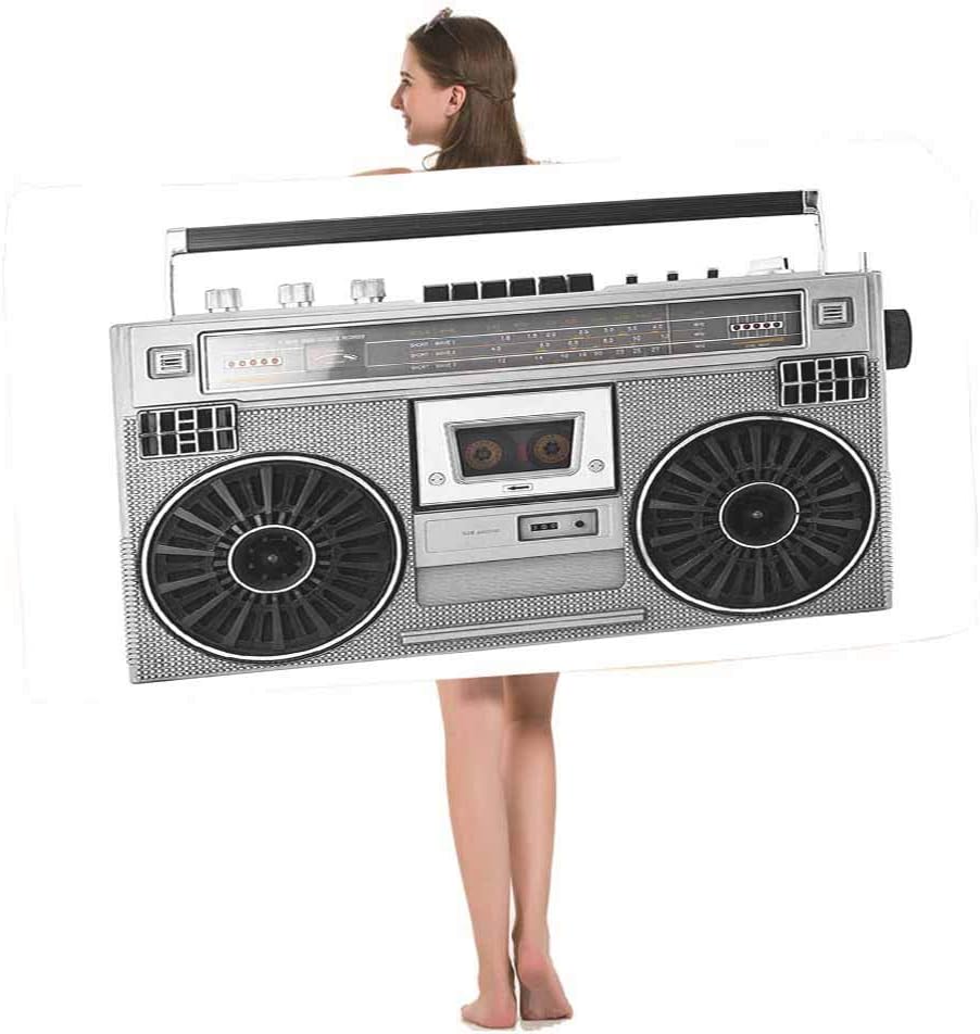 HOSNYE Audio Boombox Beach Towel Silver Retro Ghetto Blaster Or Audio Boombox Isolated with Clipping Path Soft Highly Absorbent Bath Towels for Swimming, Sports, Beach, Gym, Bathroom