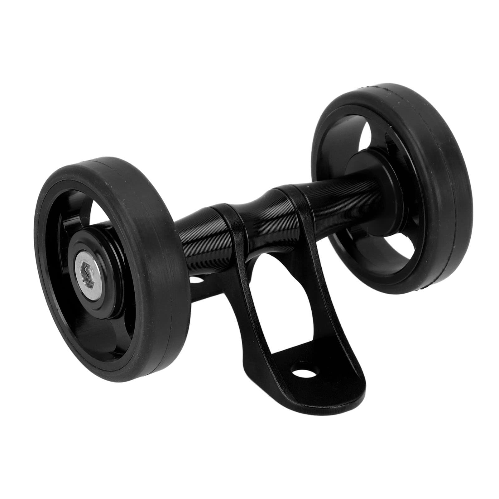Bewinner Aluminum Alloy Double Rear Easywheels for Folding Bike, Durable Mudguard Extension Roller Assembly, Anti-Scratch Black Replacement Wheels for Bike Modification