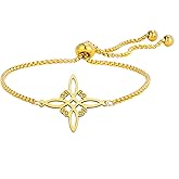 TEAMER Witches Knot Bracelet Stainless Steel Adjustable Celtic Knot Box Chain Bracelet Amulet Vintage Jewelry for Women