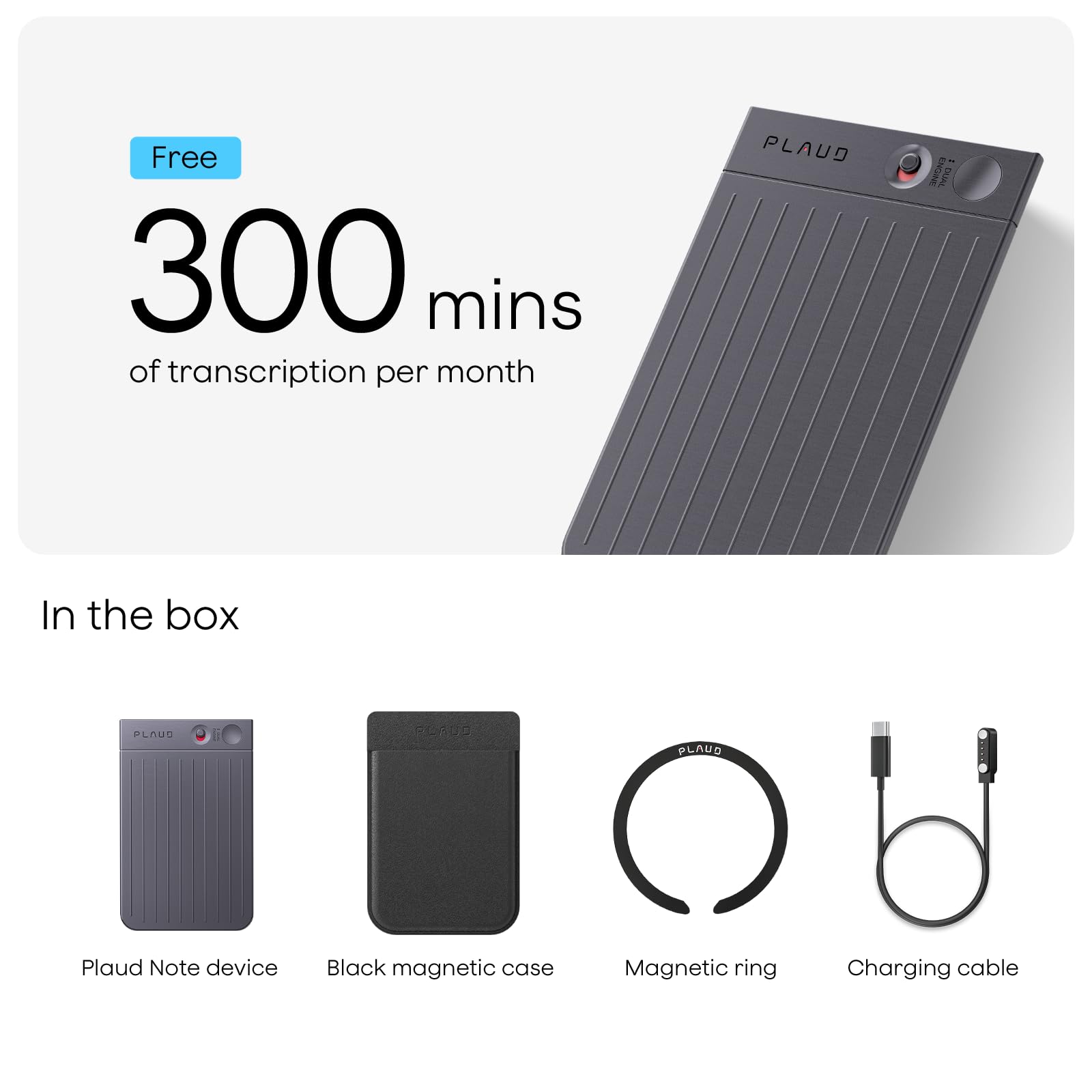 Plaud Note AI Voice Recorder, Voice Recorder w/Case, App Control, Transcribe & Summarize with AI Technology, Support 112 Languages, 64GB Memory, Audio Recorder for Lectures, Meetings, Calls, Black