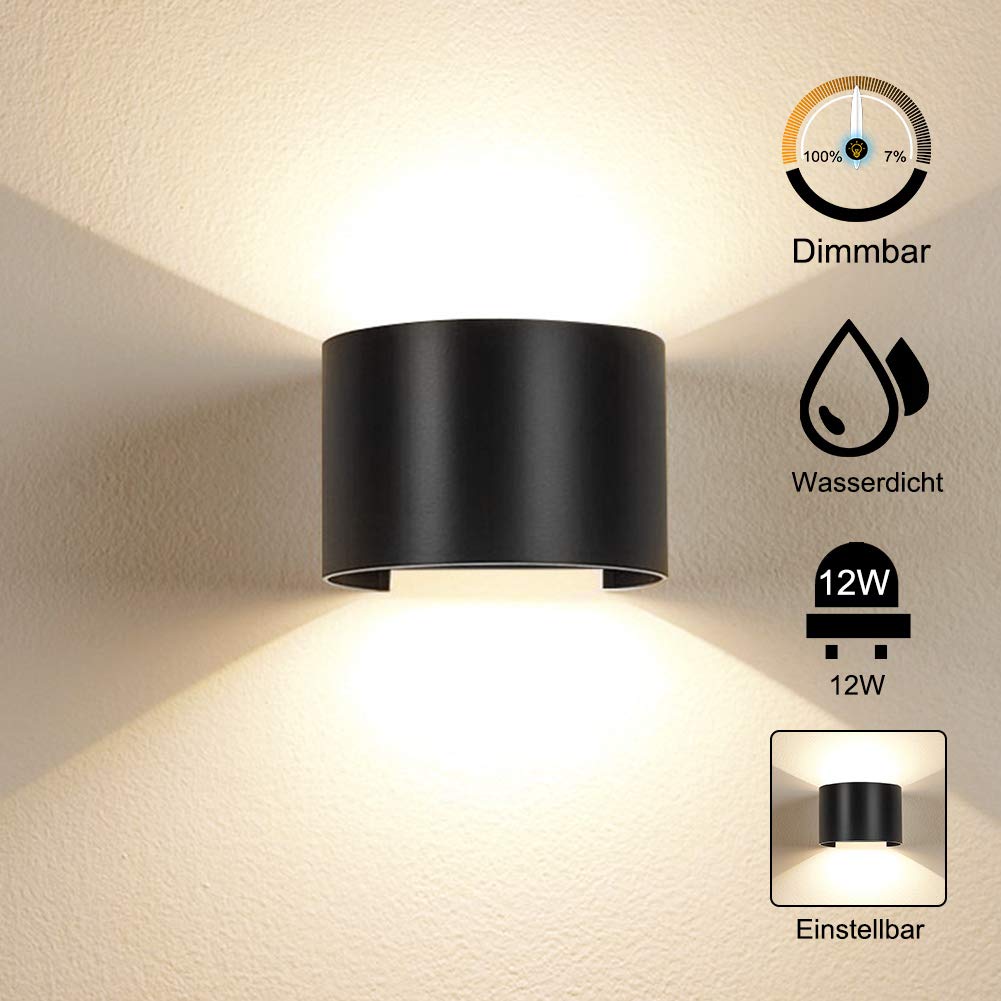 Dimmbare Helligkeit Led Wandlampe Innen Wandleuchte Fur Garten Flur Weg Schwarz 12w Dimmbar Aussen Warmes Licht Wasserdicht Verstellbare Lampe Energieklasse A Mobel Wohnaccessoires Innenbeleuchtung Savacaf Com 