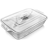 MALACASA Large Casserole Dish with Lid, 4.4 Quart Ceramic Baking Dish for Oven, 13 x 9 Lasagna Pan Deep with Lid, Microwave, Dishwasher Safe, Series BAKE-GREY