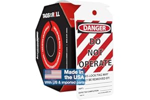 AccuformNMC 100 Lockout Tags by-The-Roll, Danger Do Not Operate, US Made OSHA Compliant Tags, Waterproof PF-Cardstock, Resists Tears, 6.25"x3", TAR114