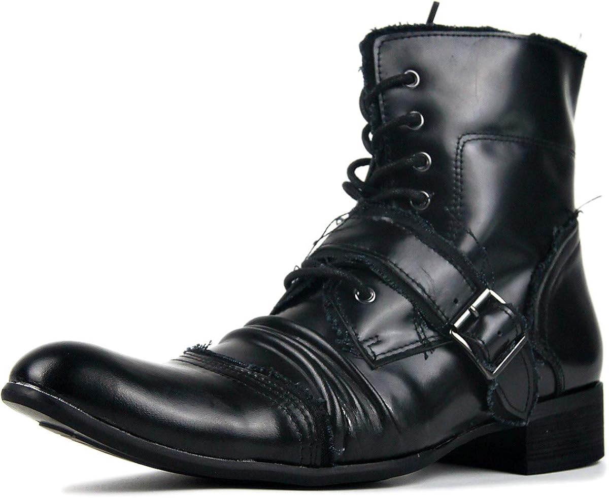 Amazon Soulength メンズハンドメイドレトロスチームパンクレザーブーツ Sl1904 ブーツ