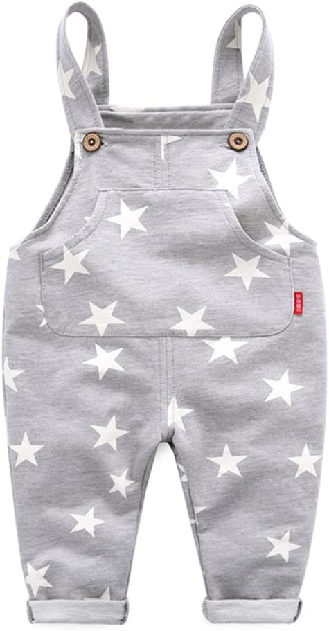 UWESPRING Little Girl/Boys Bib Overalls Star Print Cotton Pants…