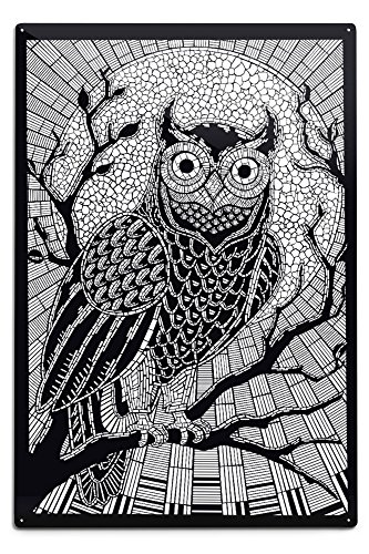 Owl - Coloring Book Aluminum Wall Sign, Wall Decor