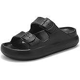 Womens Platform Cloud Slides with Arch Support, Adjustable Double Buckle Recovery Sandals, Comfort Lightweight Ultra Cushion Wedge Sandal