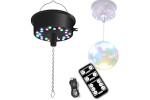 DGLIANYA Mirrors Ball Motor with Remote, 5-10 RPM Adjustable Spinner with 23 RGBW LED Rotator with Multi Light Mode and Sound Control for 6 to 12 Inch Mirror Ball(Not Included)