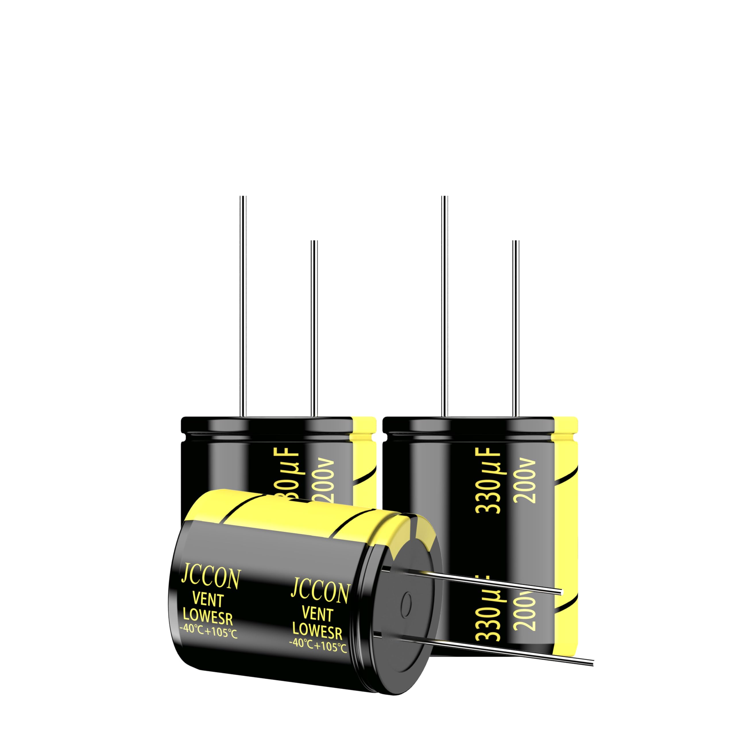 Photo 1 of ++3 pack++JCCON 2-Pack 200V 330uF Premium Quality Low ESR Electrolytic Capacitors 22x27mm (0.87x1.1in), 200Volt 330MFD High-Frequency Caps with Superior Performance