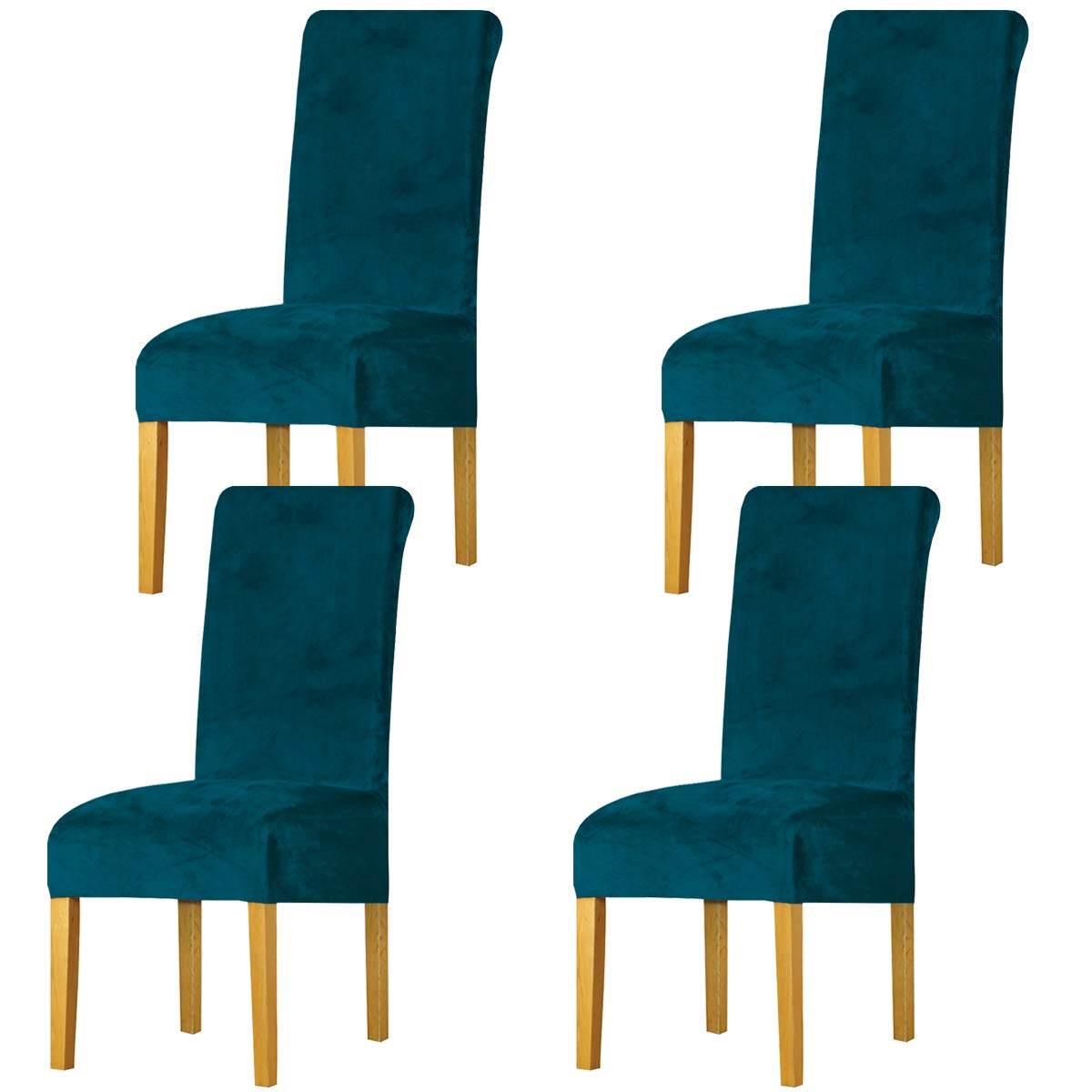 LANSHENG Dining Chair Covers Set of 4, Stretch High Back Chair Seat Protector Slipcovers, Washable Removable Kitchen Chair Covers for Dining Room (Teal, Set of 4)