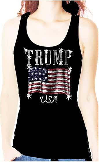 Amazon.com: Rockeroo Boutique Trump Flag Rhinestone Bling