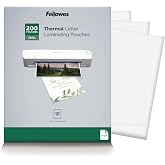 Fellowes Thermal Clear Laminating Pouches, Letter Size Sheets, 3 Mil, 200pk | Premium Protection, Dry-Erase Friendly, Perfect for Classroom School Supplies &amp; Projects, For Use with All Thermal Laminators