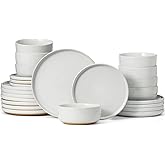 Famiware Milkyway Dinnerware Sets, 24 Piece Dish Set, Plates and Bowls Sets for 8, White