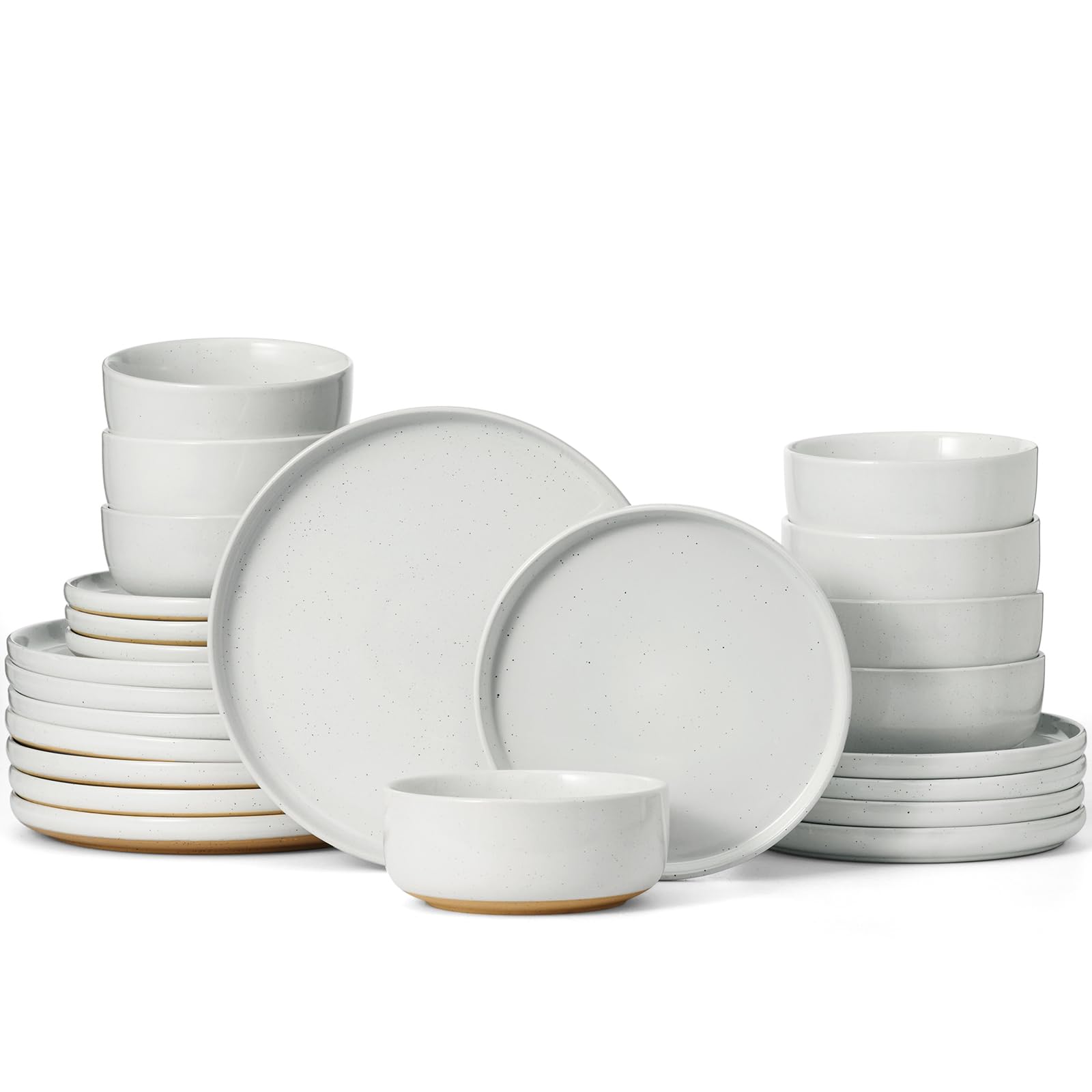 Photo 1 of Famiware Milkyway Dinnerware Sets, 24 Piece Dish Set, Plates and Bowls Sets for 8, White