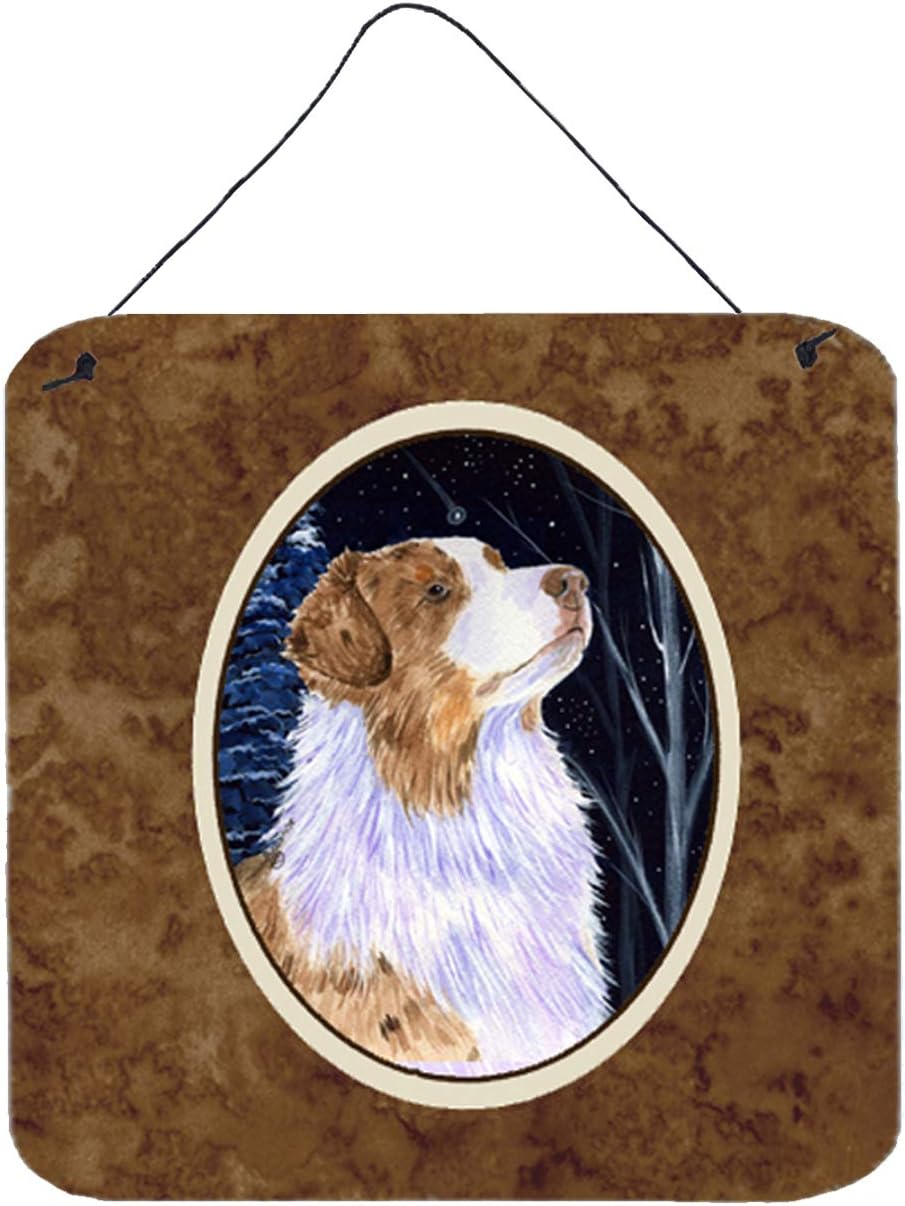 Caroline's Treasures SS8375DS66 Starry Night Australian Shepherd Aluminium Metal Wall or Door Hanging Prints, 6x6, Multicolor