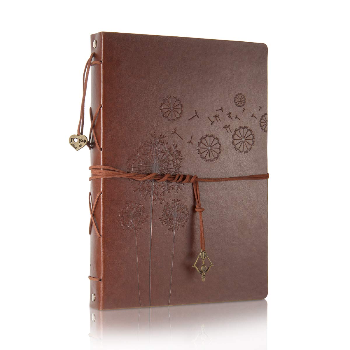 ThxMadam Scrapbook Photo Album Vintage Leather DIY Memories Book Wedding Guest Book with 60 Black Pages Present for Birthday Christmas Valentines Anniversary Mother's Day Gift for Mum Dad Friend