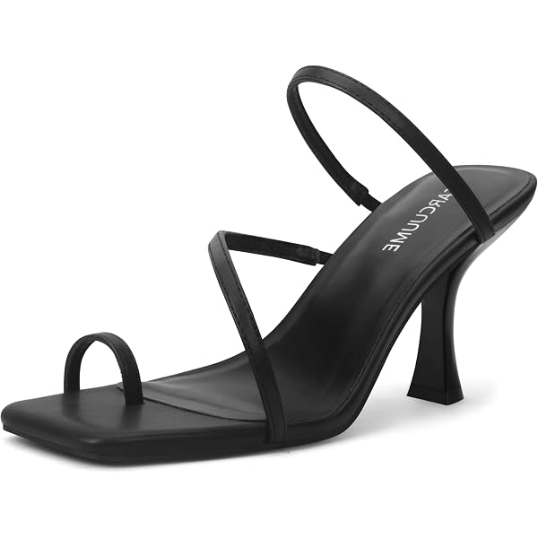 TEAIEUI Women's Strappy Heeled Sandals - 3 Inch Stiletto, Square Toe, Rhinestone Dress Shoes For Party Wedding