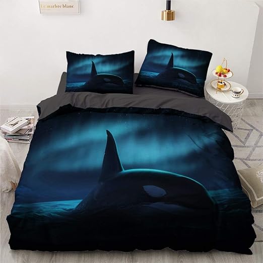 KJHYUI Juegos De Cama 3D Sea Dolphin Edredón Azul Juego De Funda De