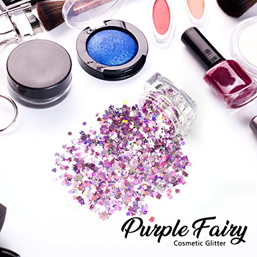 Purple Fairy - Iridescent Cosmetic Glitter, Chunky Glitter Festival,Shining Makeup Glitter for Beauty Makeup Face Body Hair Nails - Thumbnail 3