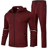 BGOWATU Men's Tracksuits Set Full Zip Jacket Hoodie Sweatsuit Running Sport Pants Outfits for Men with Zipper Pockets