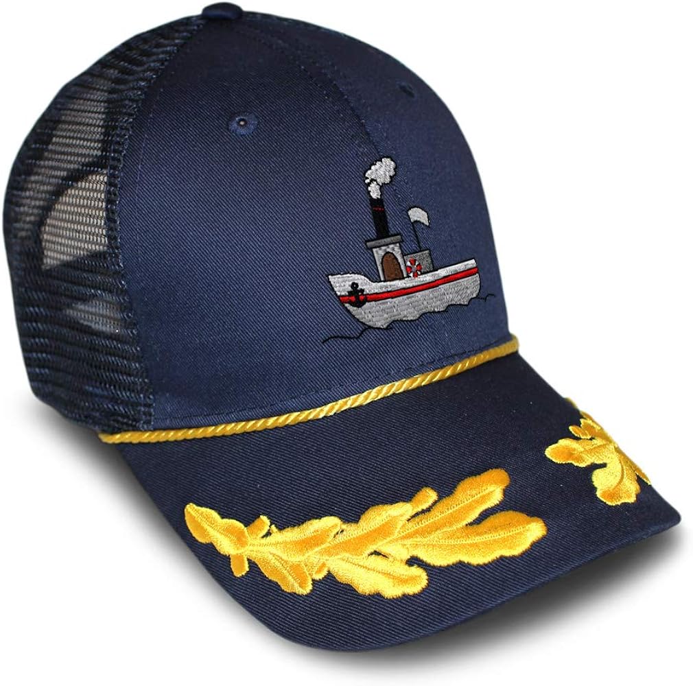 Custom Captain Trucker Hat Steamboat Embroidery Cotton for Men & Women