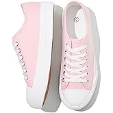Uoidru White Tennis Canvas Shoes for Women Black Canvas Sneakers Womens Fashion Sneakers Classic Lace Up Walking Shoes