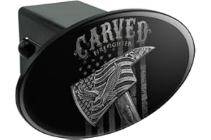 GRAPHICS & MORE Carved Firefighter American Flag Axe Oval Tow Trailer Hitch Cover Plug Insert