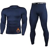HYCOPROT Thermal Underwear for Men Fleece Lined Long Johns Men’s Top Bottom Set Base Layer for Winter Cold Weather