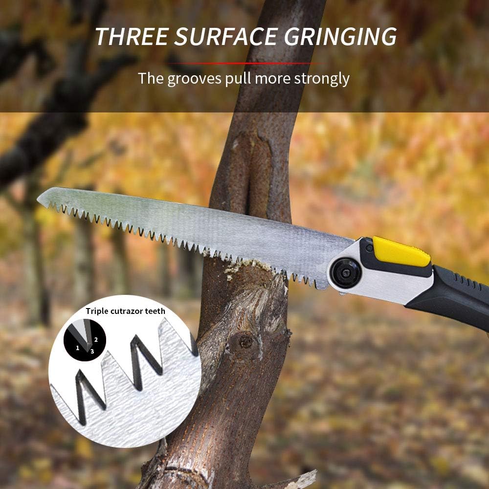JRF Folding Hand Saw Heavy Duty Extra Long 9 Inch Blade Hand Pruning Saw,Shaped Sawtooth Blade with Durable SK-5 Steel for Bone, Dry Wood, Trimming Branches, Camping, Clearing Forest Trails, Hunting: Home Improvement