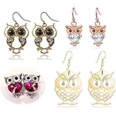 Owl Bird For Womens Stud Dangle Animal Cute Pretty Jewelry Earrings 4 Pairs Set Pack Deal