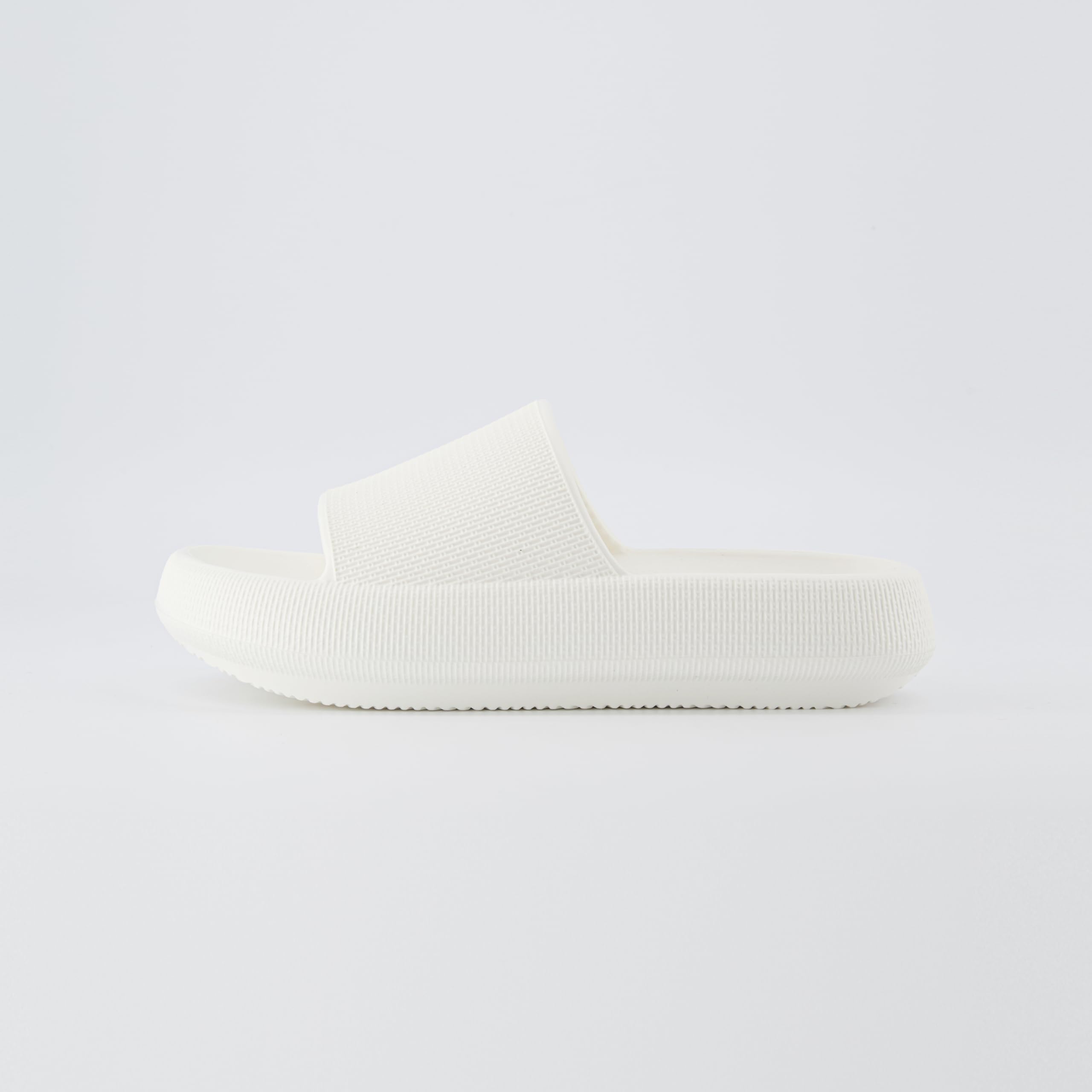 CUSHIONAIRE Feather Slides – Comfortable Cloud Cushion House Slippers for Women, Indoor Outdoor EVA Foam Foot Spa Shower Shoes, Non-Slip Arch Support