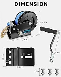 AOFCRELI Boat Trailer Winch 1600LBS Hand Winch with