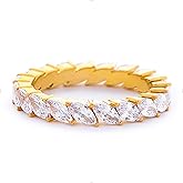STORYJEWELLERY Wedding Bands for Women, Stackable Rings, Eternity Band Rings for Women, Gold Plated Band Ring, Cubic Zirconia Ring, Gifts for Her