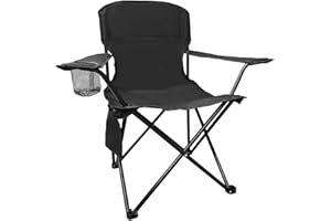 SAILARY Folding Camping Chair, 225lb Capacity, Includes Cup Holder & Side Storage Bag, 5.5lbs Portable for Beach, Camping, Sport,Black