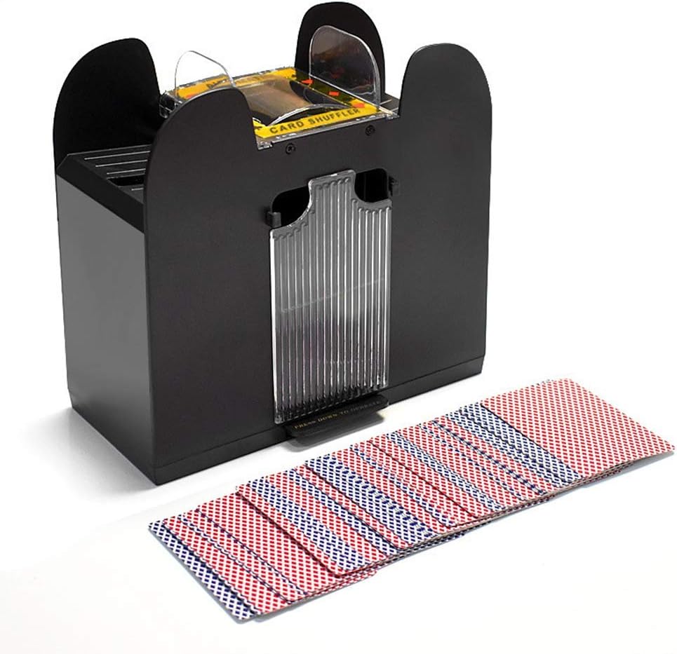Automatic Card Shuffler, Electric 6 Decks Battery Operated Card Mixing Machine, Black