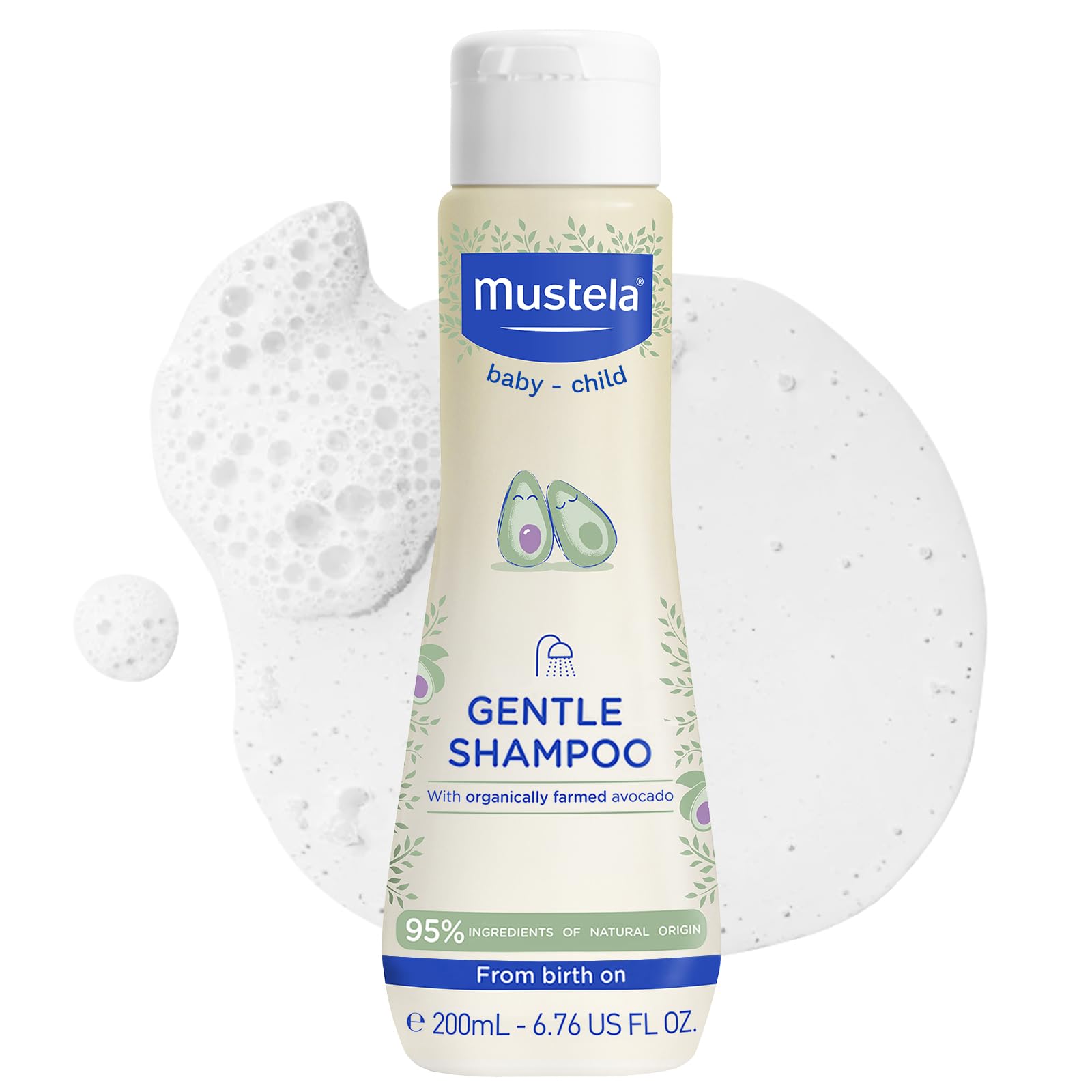 Mustela - Gentle Shampoo with Organic Avocado - Tear-Free Mustela Shampoo for Babies and Children - Mild Baby Shampoo with Chamomile Extract - 95% Natural Origin Ingredients - 200 ml