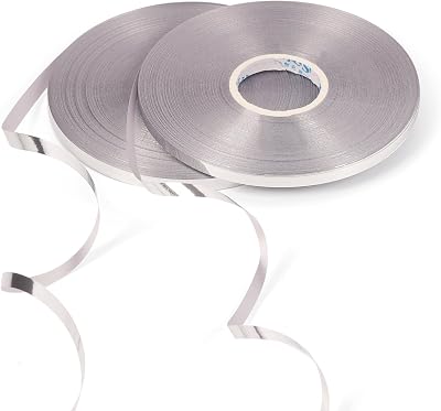 HONGCI 2 Rolls 50m Shiny Grey Ribbon 5mm Curling Balloon Gift Wrap 100m